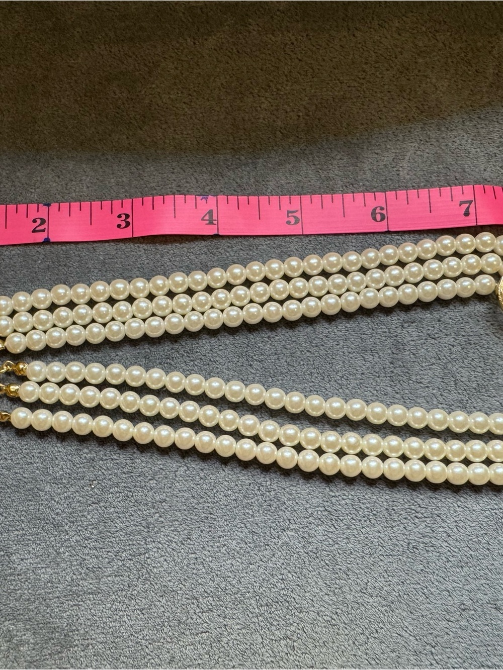 Pearl Triple-Strand Necklace with Gold Butterfly Accent - Picture 6 of 6